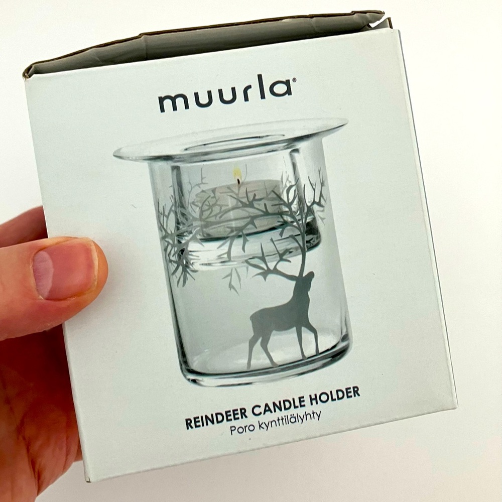 Muurla Reindeer Candle Holder, Clear Glass NWT
